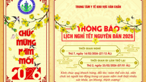 TRUNG TÂM Y TẾ KHU VỰC VĂN CHẤN THÔNG BÁO LỊCH NGHỈ TẾT NGUYÊN ĐÁN NĂM 2026